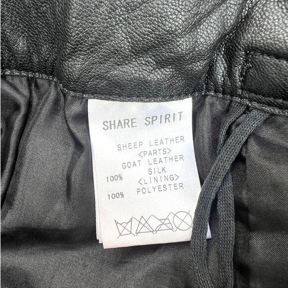 Share Spirit | Rare Vintage Leather Raw Hem Silk Layer Goth Skirt Japan Sz 38 - Picture 6 of 12